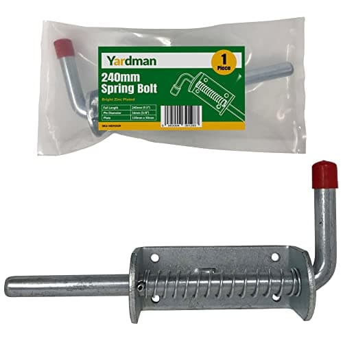 Image of YARDMAN 240mm Spring Loaded Bolt – 1-PCE Bright Zinc Plated Gate Trailer Drop Shoot Lock Latch - Heavy Duty