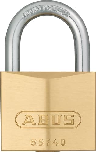Image of ABUS Brass Padlock 65/40 with Lock Body Made of Solid Brass, for Garage, School, Gym - Hardened Steel Shackle - keyed - ABUS Security Level 5 - Brass