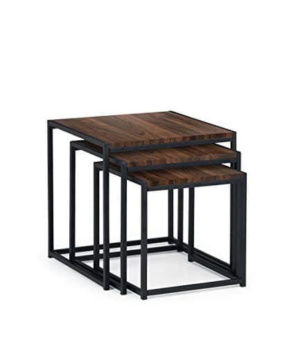 Image of Julian Bowen Tribeca Nest of Tables, Walnut, Black/Walnut, Height: 45, Width: 45, Depth: 45cm