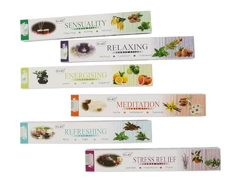 Image of Premium Aroma Incense Sticks, 120 Sticks (6 Packs x 20), Relaxing, Stress Relief, Meditation, Refreshing, Sensuality, Energising By Rushant