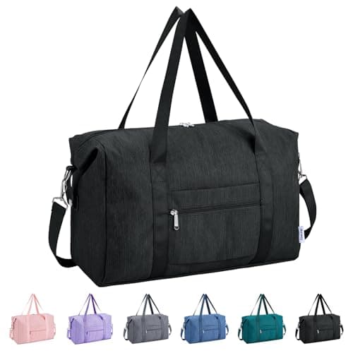 Image of Narwey for Ryanair Cabin Bags 40X30X20 Underseat New Ryanair Small Foldable Travel Duffel Hospital Weekend Bag for Women Ryan Air Carry on Luggage Holdall Tote for Men 20L (Black)