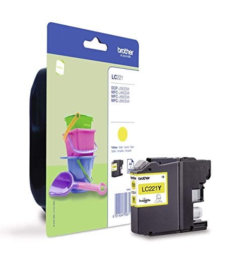 Image of Brother LC-221Y Inkjet Cartridge, Yellow, Single Pack, Standard Yield, Includes 1 x Inkjet Cartridge, Brother Genuine Supplies