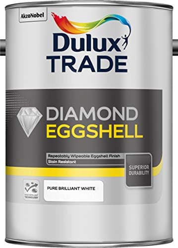 Image of Dulux Trade Diamond Quick Dry Eggshell Pure Brilliant White 5L