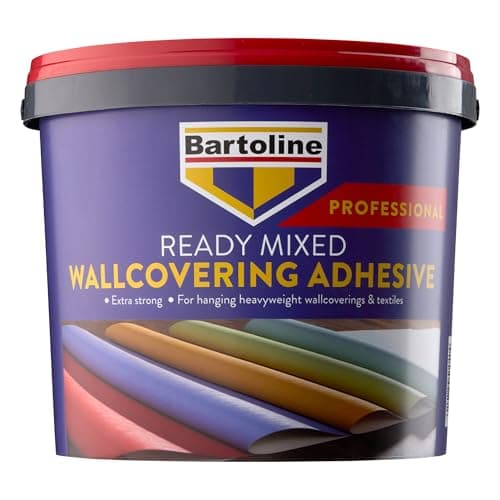 Image of Bartoline Extra Strong Professional Ready Mixed Wallcovering Adhesive 5 kg, Adhesive for Vinyl, Textiles, Hessians and Polystyrene Tiles, Easy to Apply, High Initial Tack, Smooth Finish