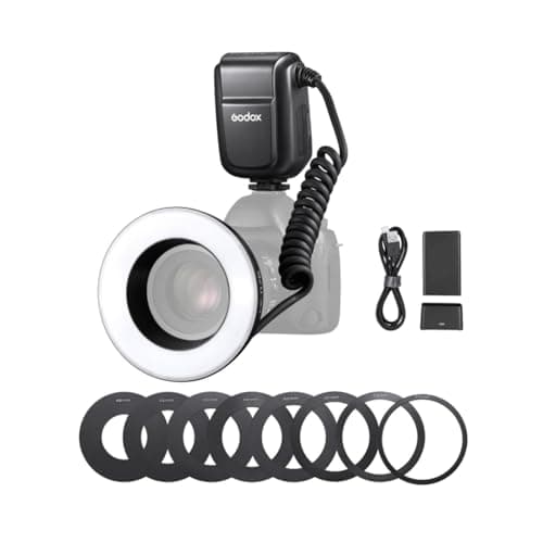 Image of Godox MF-R76 Macro Ring Flash Light GN14 10 Levels Adjustable Brightness with 8pcs Adapter Ring Replacement for Canon Nikon Sony Fuji Olympus Panasonic Pentax DSLR Camera