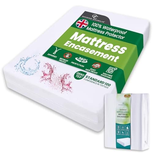 Image of GC GAVENO CAVAILIA Premium Mattress Encasement King | 30cm Deep Waterproof Mattress Protector | Anti-Allergy Zipped Mattress Cover | Bed Bug Dust Mite Proof | King Size Mattress Protector | White