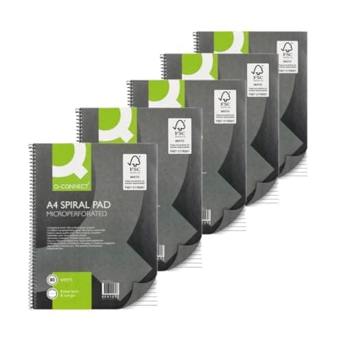 Image of Q-Connect Ruled Margin Spiral Soft Cover Notebook 160 Pages A4 (5 Pack) KF01072