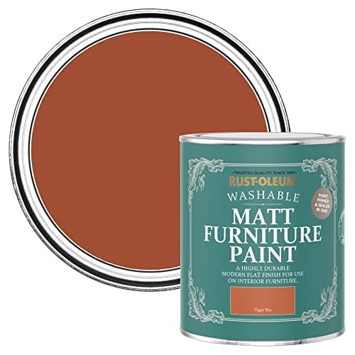 Image of Rust-Oleum Orange Furniture & Skirting Board Paint in Matt Finish - Tiger Tea 750ml