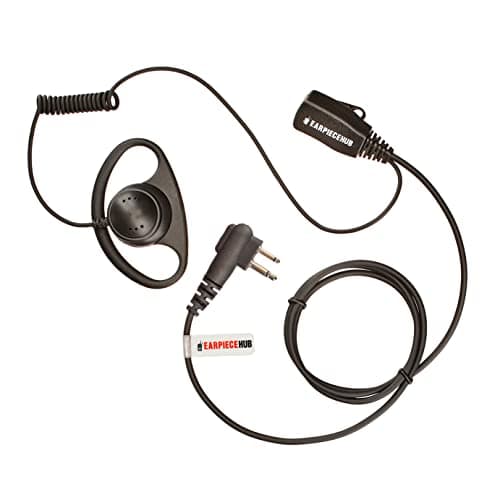 Image of D Shape Earpiece Headset Ear Hanger with PTT Mic compatible with Motorola Radio DP1400 CP200 CP040 GP300 GP88 CLS1110 XT420 XT460 XTNi DTR VL50