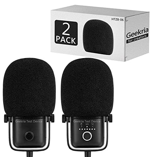 Image of Geekria for Creators Foam Windscreen Compatible with Elgato Wave:1, Wave:3 Microphone Antipop Foam Cover, Mic Wind Cover, Sponge Foam Filter (Black 2 Pack)