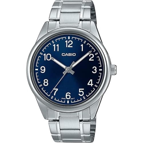 Image of Casio MTP-V005D-2B4UDF Mens Blue Dial Silver Bracelet Watch