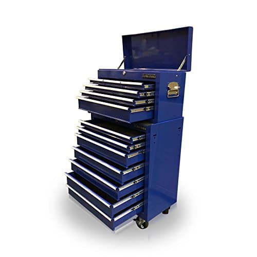 Image of US PRO Mechanics Steel Chest Tool Box Roller Cabinet 13 Drawers … (blue)
