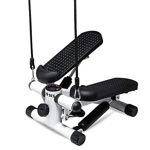 Image of Lions Mini Stepper Exercise Machine - Fitness Cardio Exercise Stepper With LCD Display, Step Machine with Removable Resistance Bands for Home Gym, Anti-Slip Foot Pedal, Leg Toner Workout (White)