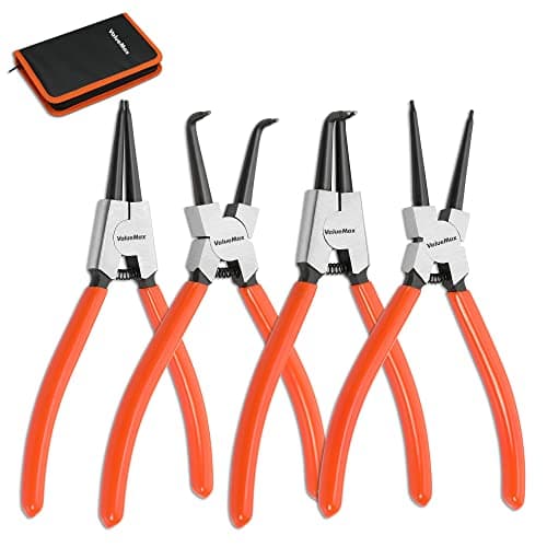 Image of ValueMax 180mm Circlip Pliers Set, 4-Piece Internal External Snap Ring Pliers for Ring Remover Retaining, Organized in Zip Case