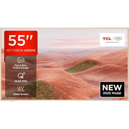 Image of TCL NXTVISION 55A300W-UK QLED PRO 4K Ultra HD TV, 4K HDR PRO, Matte Screen, Smart TV Powered by Google TV (Dolby Vision IQ & Atmos, 144Hz Motion Clarity Pro, compatible with Google Assistant)