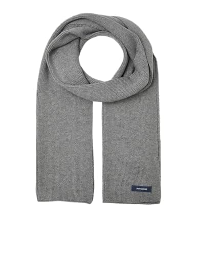 Image of Jack & Jones NOS Men's Jacdna Knit Scarf Noos Scarf, Grey (Grey Melange Melange), One size