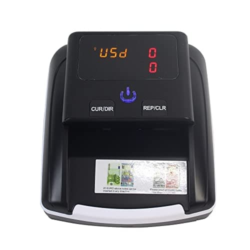 Image of Money Counter, Money Counting Machine Banknote Money Detector Banknote Cash Counter Using UV/MG/IR/DD Test Detector Counterfeit Currency Detector(Bianco)