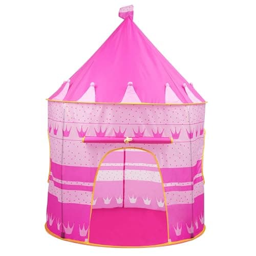 Image of Crystals Kids Pop Up Play Tent – Princess Castle Playhouse for Children | Sensory Tents for Children | Barbie Kid Tent | Foldable Pop Up Playhouse Fun Toy (Pink Princess)