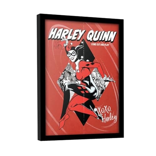 Image of BATMAN Harley Quinn Play Framed Poster (40cm x 30cm) (Red/White/Black)