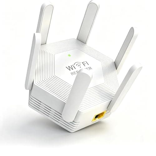 Image of WiFi Booster Range Extender 1200Mbps, WiFi Signal Amplifier Dual Band 5GHz & 2.4GHz, 6 Antennas WIFI Signal Booster Repeater with Ethernet Port, Wireless Internet Booster/Hotspot with Wider Coverage