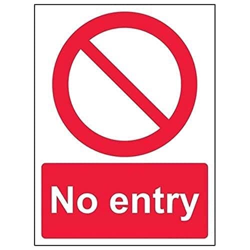 Image of V Safety No Entry Prohibition Sign - 150mm x 200mm - 1mm Rigid Plastic