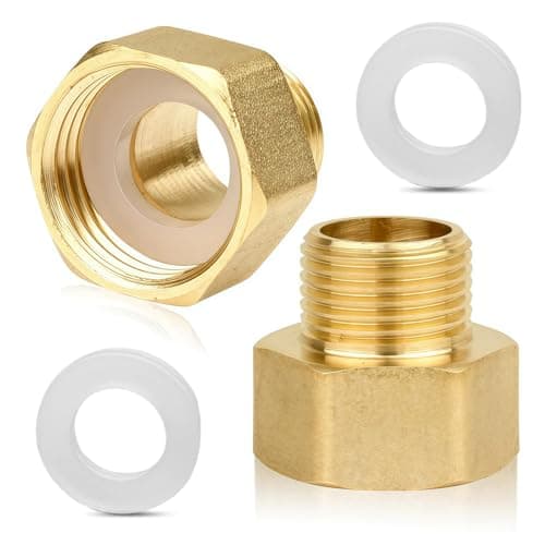 Image of QINBINENG 1/2" Female to 3/8" Male BSP Thread Brass Hex Bushing Reducing Connector/Adapter for Water Gas Pipe with Sealing Rings