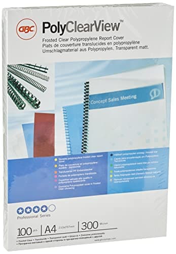 Image of GBC IB386848 PolyClearView Binding Covers, 300 micron, A4, Frost, Pack of 100