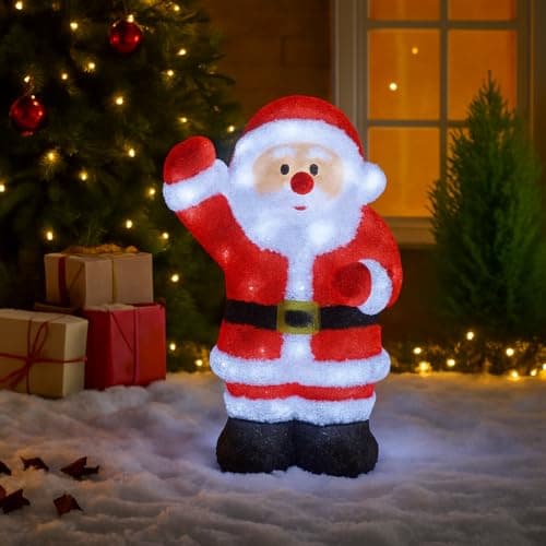 Image of Marco Paul 30cm LED Light Up Santa Christmas Decoration Battery Operated Father Christmas Figure with Auto Timer Indoor & Outdoor Festive Xmas Ornament Seasonal Decor for Home