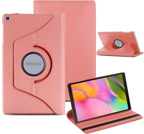 Image of World biz Case for Samsung Galaxy Tab A 10.1 Inch 2019 (SM-T510/T515/T517) PU Leather Smart 360 Rotating Flip Stand Cover, Auto Wake/Sleep Tab T515 T510 Tablet Case (Rose Gold)