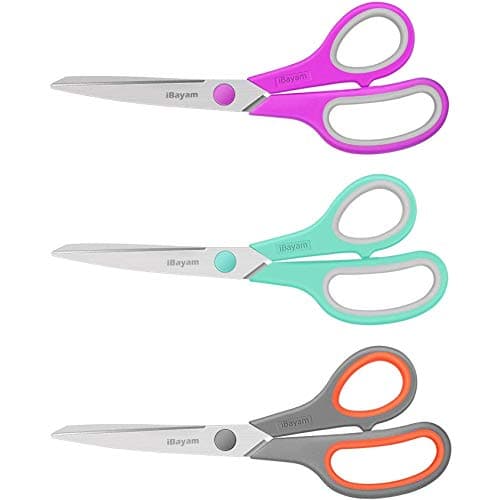 Image of 8" Multipurpose Scissors 3 Pack with Ultra Sharp Blades, Comfort-Grip Handles, Sturdy for School Home Office Art Craft Sewing Tailor Heavy Duty
