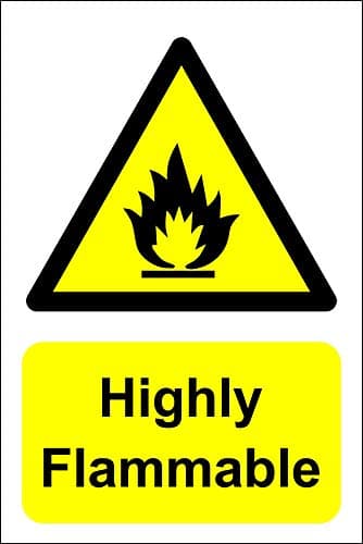 Image of Highly flammable Safety sign - Self adhesive sticker 150mm x 100mm