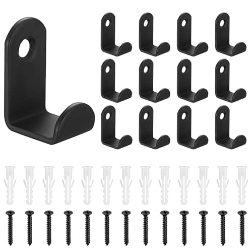 Image of QJKEJI 13 Pcs Black Coat Hooks Wall Mounted, Small Heavy Duty Black Wall Hooks for Hanging Coats Home Bathroom Kitchen Outdoor Door Clothes Hat Robe Towels Keys Bags Storage