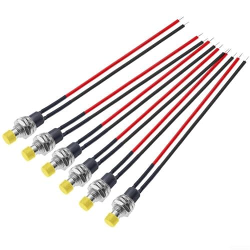 Image of 6 Pack Momentary Push Button Switches Rated 1A at 250V AC, Pre-Wired for Quick Integration into DIY Electronics and Control Panels (B)