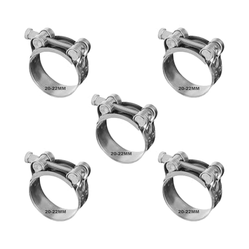 Image of T Bolt Hose Clamps,5 Pieces 20-22MM Durable Exhaust Clamp Set, Hose Clips & Bolt Clip - Piping Secure Reliable Connection for Various Applications