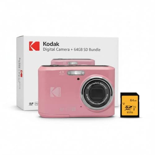 Image of Kodak PIXPRO FZ45 Friendly Zoom 16MP 1080p Full HD Digital Camera (Pastel Pink) Bundle with Memory Card (2 Items)