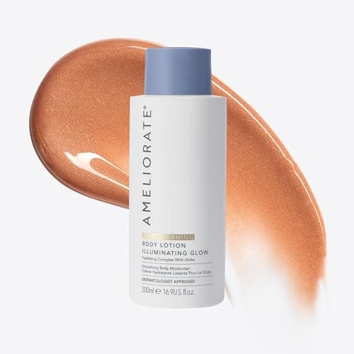 Image of AMELIORATE Illuminating Glow Transforming Body Lotion 500ml for Keratosis Pilaris (KP) & Dry Skin | Exfoliating Moisturiser with Lactic Acid (AHA) & Pearl Particles for an Instant Shimmering Glow
