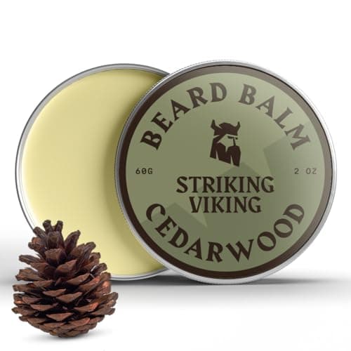 Image of Striking Viking Beard Balm for Men – Light Hold, Cedar, 2 Oz - Leave-in Beard Conditioner with Shea Butter, Tea Tree, Argan & Jojoba Oils - Smooth, Shape, Moisturize & Soften Coarse, Dry Facial Hair