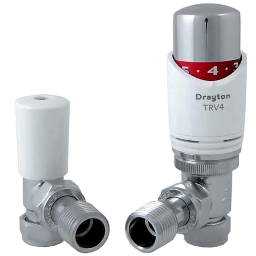Image of Drayton TRV4 White & Chrome Angled TRV & Lockshield