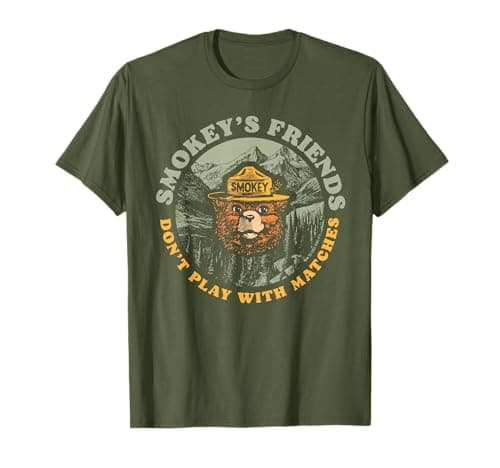 Image of Smokey's Friends Don't Play With Matches Retro Smokey Bear T-Shirt