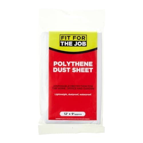 Image of Fit For The Job 12ft x 9ft (3.6m x 2.7m) Polythene Dust Sheet Drop Cloth, Dustproof & Waterproof Ideal for Covering & Protecting Floors & Furniture from Spills & Splashes When Painting & Decorating