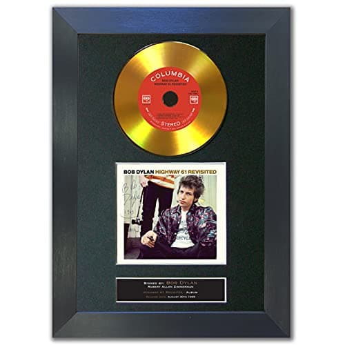 Image of Bob Dylan GOLD DISC Highway 61 Album Cd Signed Autograph Mounted Reproduction Disc & Print A4#143
