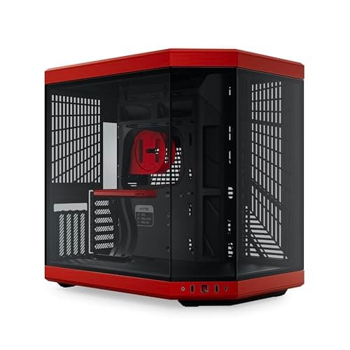 Image of HYTE Y70 Upgraded Modern Aesthetic Dual Chamber Panoramic Tempered Glass Mid-Tower ATX Computer Gaming Case with PCIE 4.0 Riser Cable Included, Red (CS-HYTE-Y70-BR)