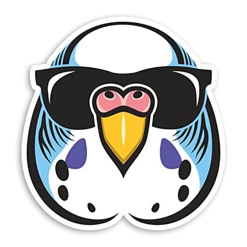 Image of 2 x 10cm Cool Blue Budgie Vinyl Stickers - Budgerigar Bird Sticker #70678