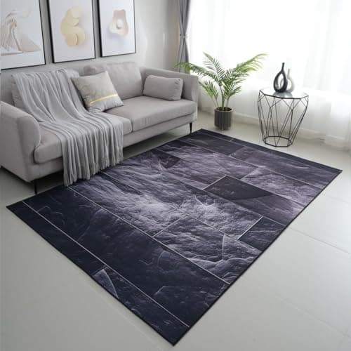 Image of viceroy bedding Modern PRINT NON SLIP Rugs Living Room Carpet Mat For Bedroom Large Area Rug Hallway Kitchen Extra Large Size Low Pile Flat Weave (Brick Black Grey, 200 x 290 cm)