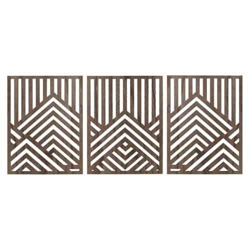 Image of Jinzhenhong 3PCS Wood Mountain Wall Art, Modern Wooden Panel Mountain Wall Decor, Decorative Forest Nature Abstract Line Minimalist Wall Art for Living Room Bedroom Farmhouse (Dark brown)