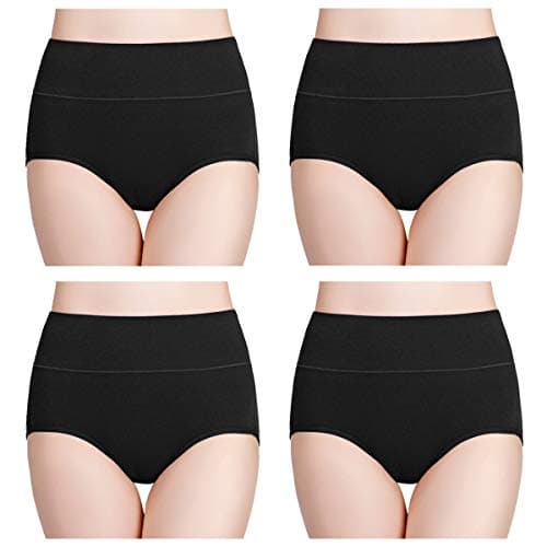 Image of wirarpa Ladies Knickers Cotton Full Briefs High Waisted Underwear Panties for Women Multipack Size XL Black