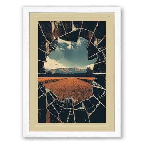 Image of Framed Horizons Geometric Framed Wall Art Print A2 (59.4×42cm) White, Wall Decor for Living Room, Bedroom, Office & Home, Ready to Hang, Art Gift