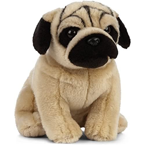 Image of Living Nature Pug, Realistic Soft Cuddly Dog Toy, Naturli Eco-Friendly Plush, 19cm