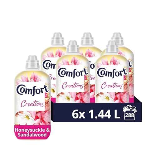 Image of Comfort Creations Honeysuckle & Sandalwood Fabric Conditioner with Stay Fresh technology for 100 days of freshness + fragrance* 288 washes (6x 1.44 L)