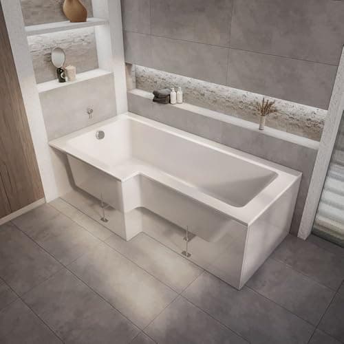 Image of Milano Elswick White 1700mm x 850mm Left Hand Square Shower Bath